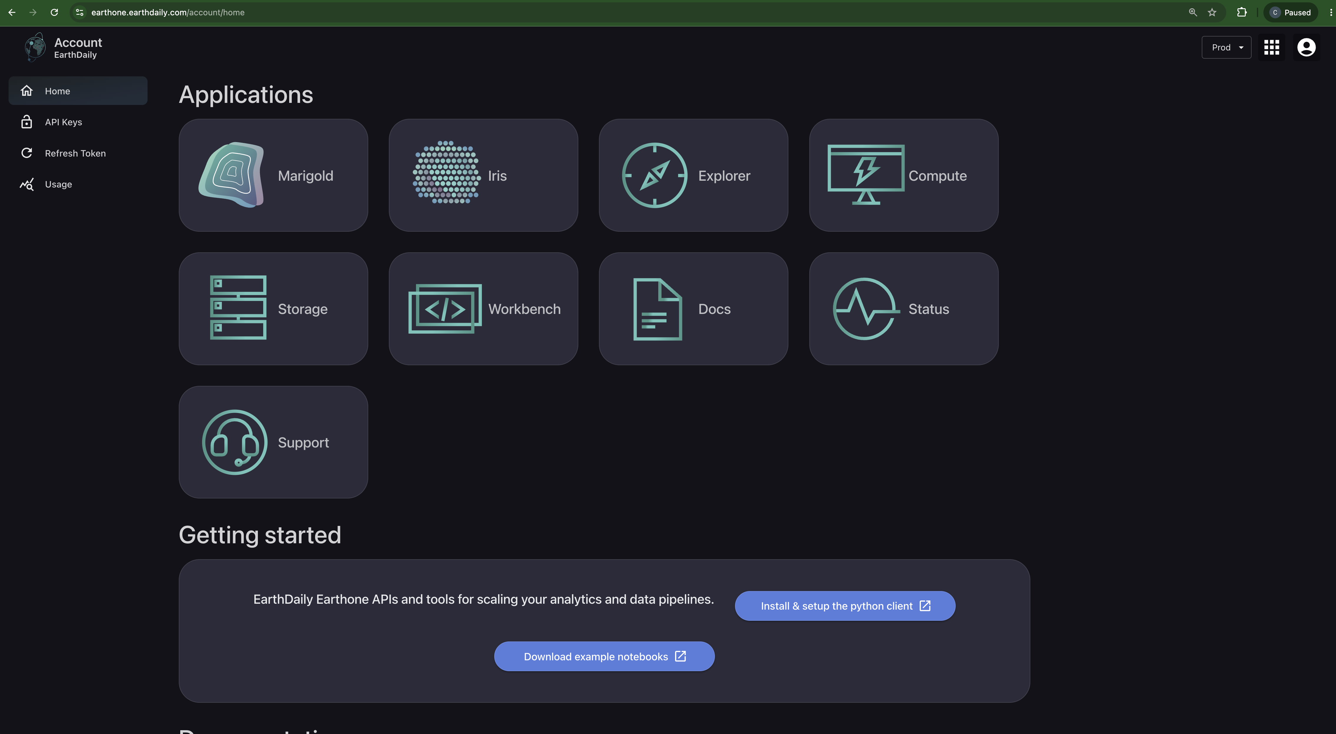 EarthOne landing page