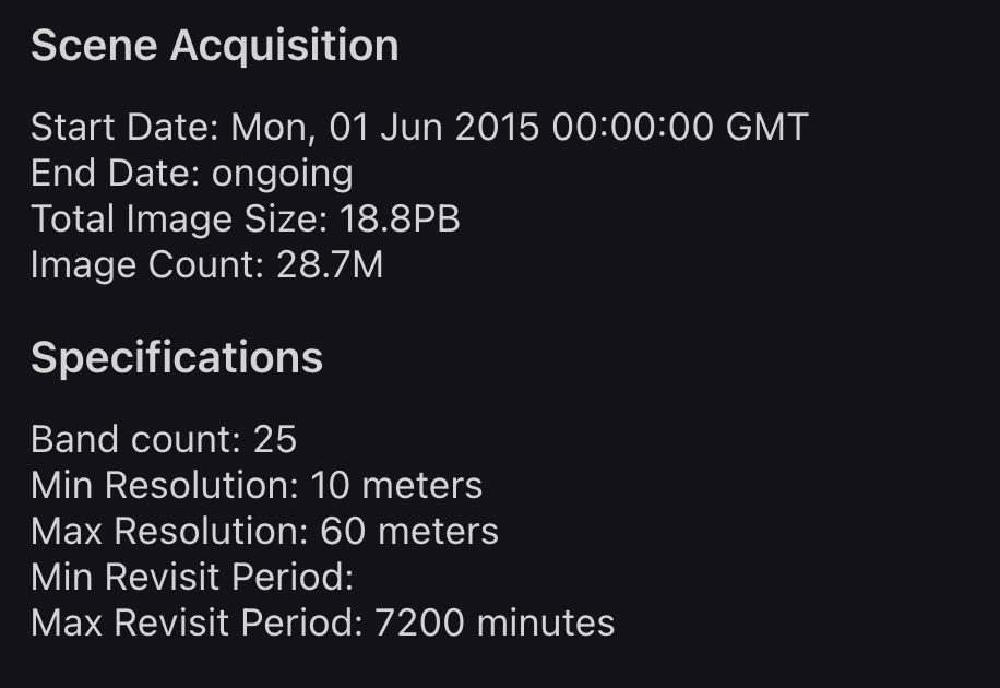 Sentinel-2 product specificiations