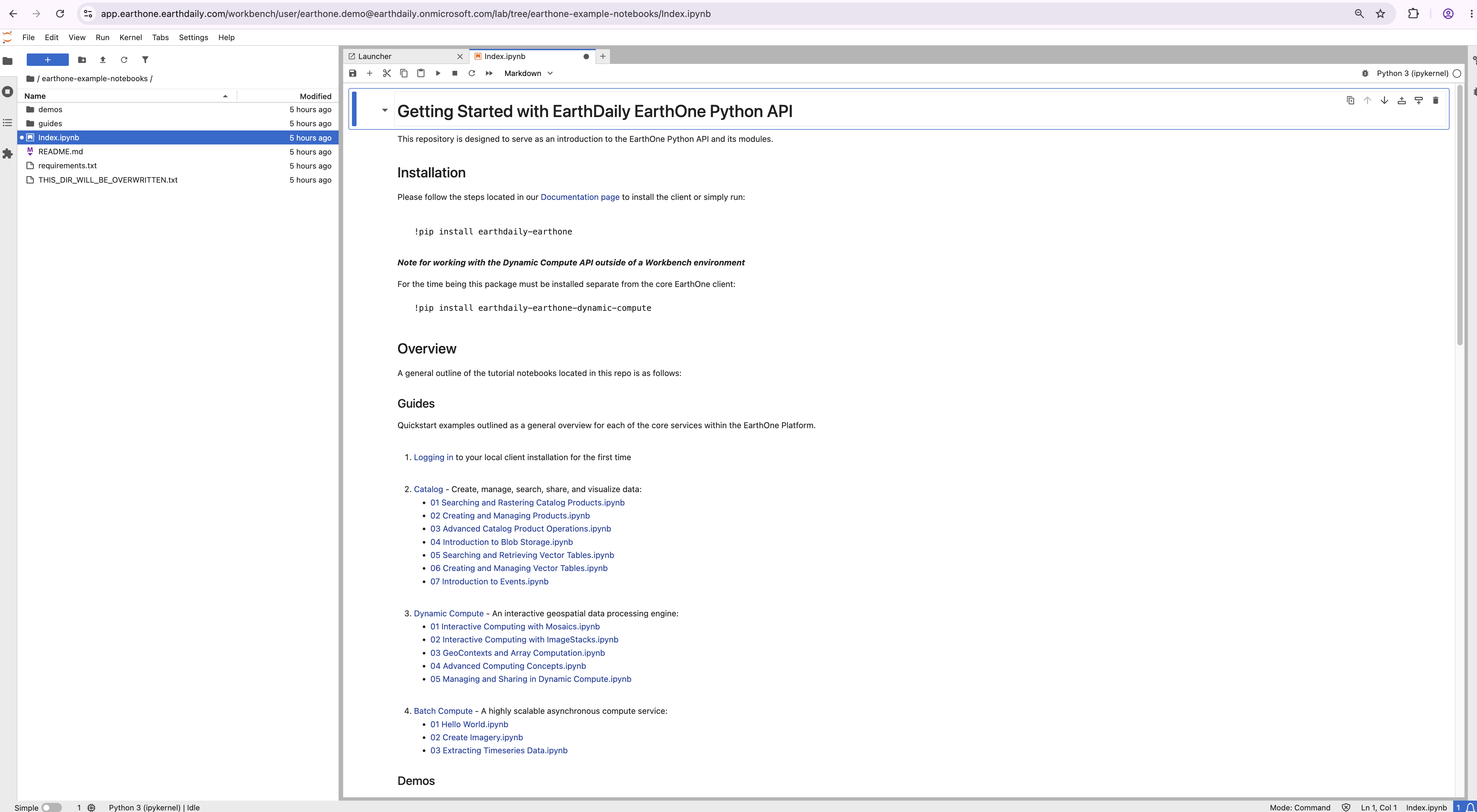 Workbench Example notebooks